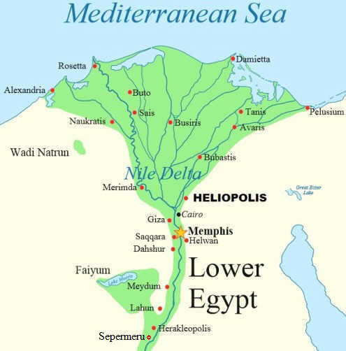 Map of ancient Egypt showing location of Sepermeru