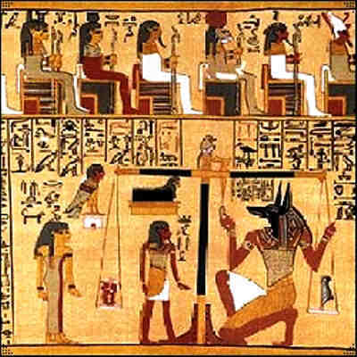 Judgement in the Hall of Truths, taken from the Papyrus of Ani Book of the Dead